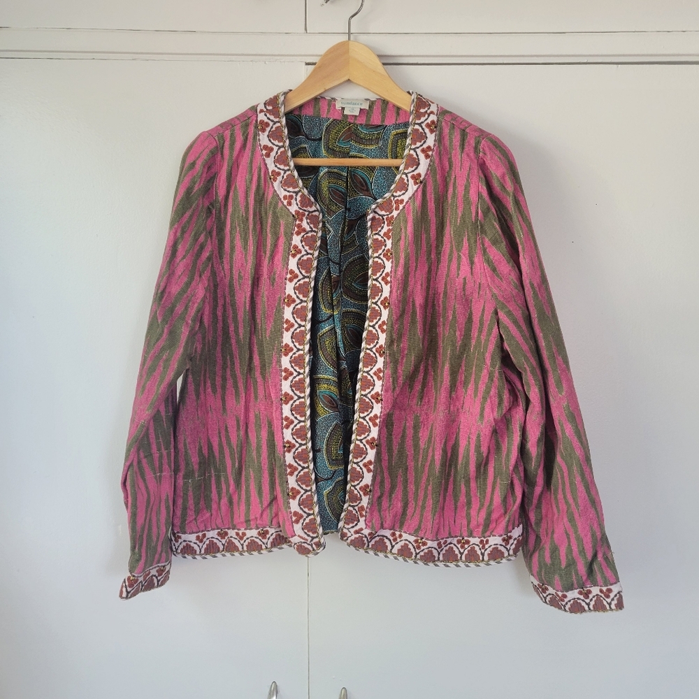 Women's Pink & Olive Patterned Lightweight Jacket